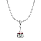 925 Silver Pendant Bird Cage with Green Beep Cat Bird Single or with Chain