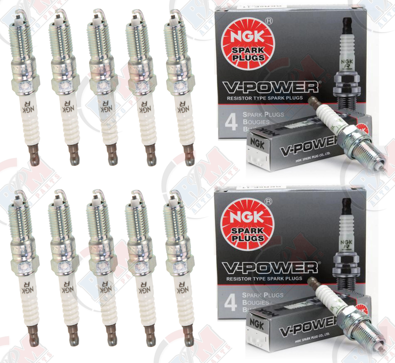 NGK V-POWER Spark Plugs Set of 10 for 2000-2005 Ford Excursion 6.8L V10