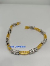 Bracciale Tennis In Diamante Simulato Rotondo 2Ct Placcato Oro Due Toni 14k