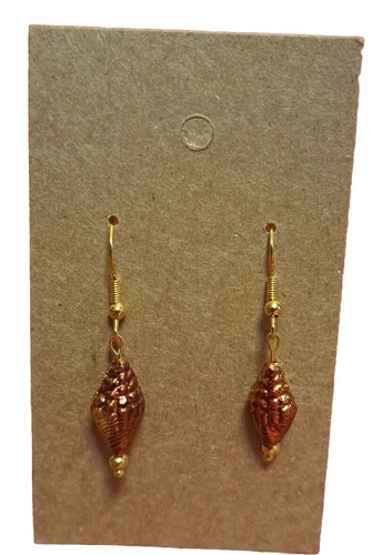 Handmade Czech Glass Shell earrings for women Gold Tone Wires Ocean Sea Life - Picture 3 of 3