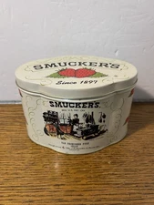 Vintage Bristol Ware Smucker's Strawberry Jelly Tin Container Great Condition