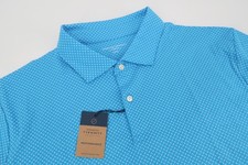 Charles Tyrwhitt Men's Large Performance Polo Turquoise Blue Geometric Shirt NEW