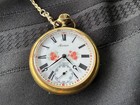 Arnex 17 Swiss Jewels Mechanical Gold Tone  Pocket Watch — photo 1