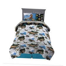Kids Bedding Super Soft Comforter and Sheet 5 Piece Twin Size Jurassic World