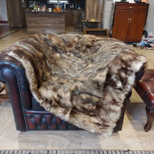 Genuine Real Virginia Opossum Possum Fur Blanket Throw pelz 53" x 42" Rug - 7317