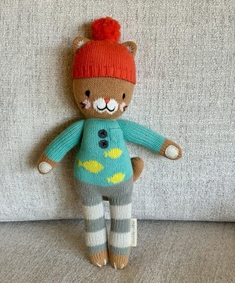 Cuddle Kind Maximus Cat 15” Knit Plush Doll animal Stuffed Fish Sweater  Hat