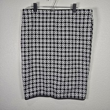 Nwt Max Studio Stretch Midi Pencil Straight Skirt Black White