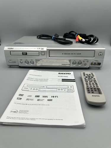 Vintage Sanyo VCH DVD Combo DVW-6000 mit Fernbedienung Abdeckung Handbuch vollständig getestet