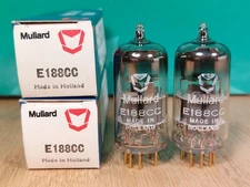 Matched Pair of Amperex (Mullard lbl) 7308 E188CC NOS NIB 1965 Vacuum Tubes