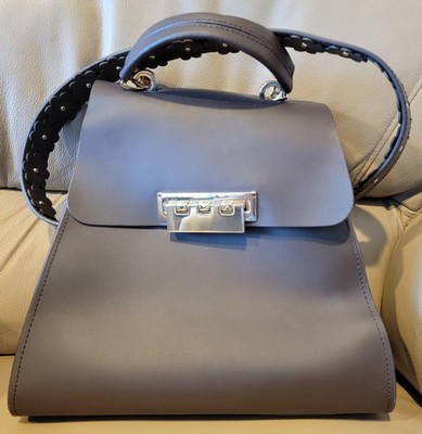 ZAC POSEN EARTHA TOP HANDLE LEATHER SHOULDER PURSE HANDBAG BROWN