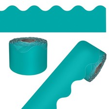 Teal Scalloped Bulletin Board Border Roll 65ft for Classroom Decor