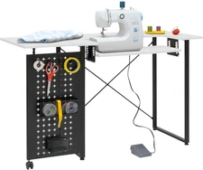 Pivot Sewing Table with Swingout Storage Panel