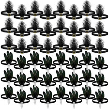 24 Pieces 1920S Flapper Headband Feather Accessory, Classic