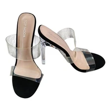 Top Moda Transparent Lucite Double Strap Dress Sandals Size 7