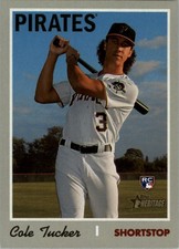 Cole Tucker RC 2019 Topps Heritage #681 Pittsburgh Pirates Rookie Card. rookie card picture