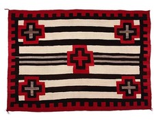 Red Navajo Chief's Blanket Rug Southwestern Wool Rug Native American Rug, 4x5 ft
