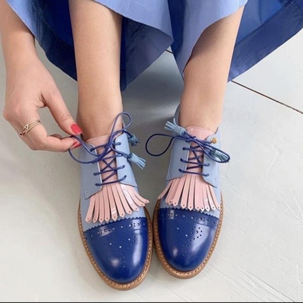 Women Ouku Oxford Blue Artificial Leather 38
