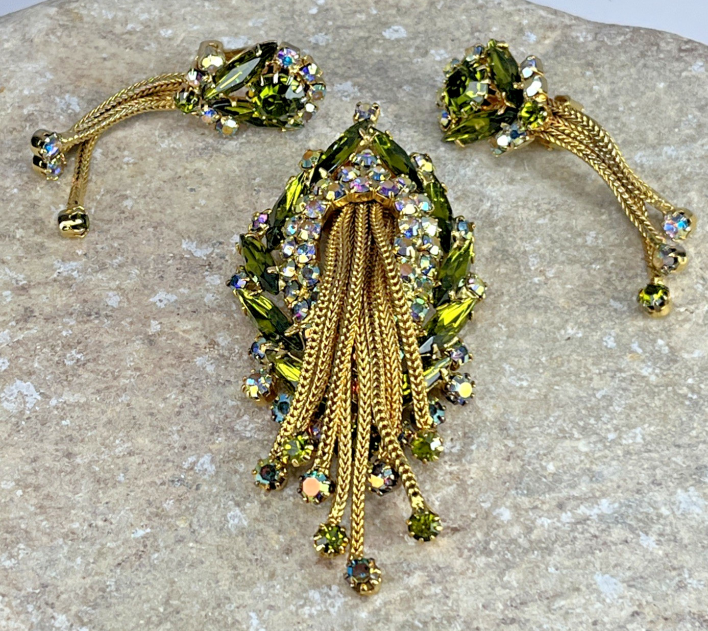 Unsigned Hobe Vtg Rhinestone Waterfall Jellyfish … - image 8