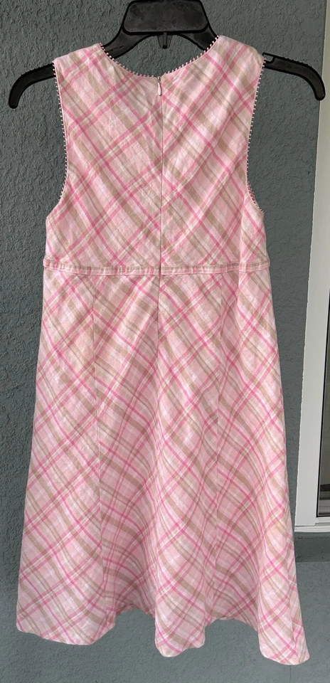 Children’s Place Fully Lined Plaid Design Linen Church Easter Dress Size 14 - Image 2 of 4