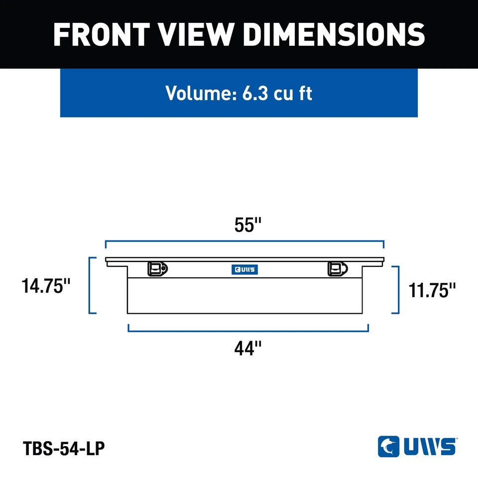 UWS 54" Crossover Truck Tool Box with Low Profile Bright Aluminum Cargo Storage - Imagem 2 de 4