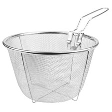 Stainless Steel Deep Fry Basket with Folding Handle Round Wire Fry Basket Fre...