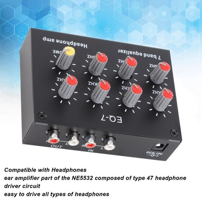 7 Band Sound Equalizer 12dB High Bass Adjustment Dual Channel Digital Equali AP9