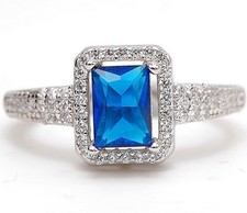 3CT Blue Topaz  Topaz 925 Solid Sterling Silver Ring Sz 6 UB2-6