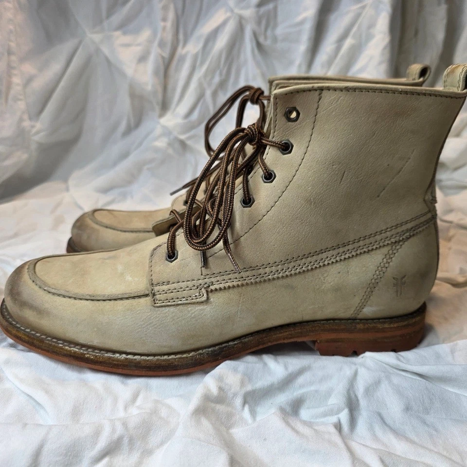 Botas de trabajo Frye Phillip Lug 87828 para hombre 12 botas con cordones de cuero cemento Foto 3 de 4