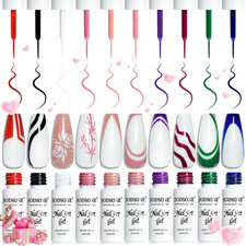 10Pcs Nail Art Gel Liner Set,3D Nail Art Pens Effect for Fine Lines,Thin Brush D