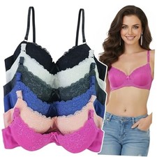 Women's Pack of 6 Classic Assorted 36C 6 Pack: Floral Lace Detail W/ Underwire