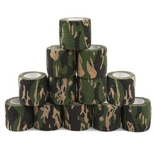 12 Pack Self Adhesive Bandage Wrap, Camouflage Cohesive Tape Green