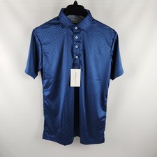Collars  Co Shirt Mens Medium Blue Polka Dots 4 Way Stretch Golf S/S Polo NWT