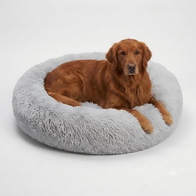 HOMAGICO Calming Removable Cover Bolster Dog & Cat Bed, Grey, Large