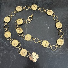 Vintage Gold-Tone Circular Star Medallions Chain Link Belt 34.5 Inches