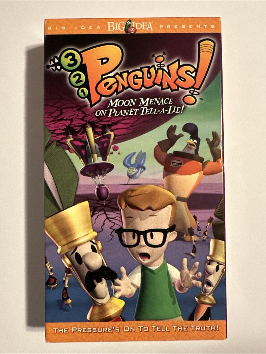 3-2-1 Penguins - Moon Menace on Planet Tell A lie! VHS 2003 Green