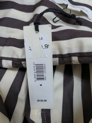 cotton poplin tuxedo-front midi dress New Banana Republic Cotton Poplin Tuxedo Front Midi Dress Brown/White Sz M