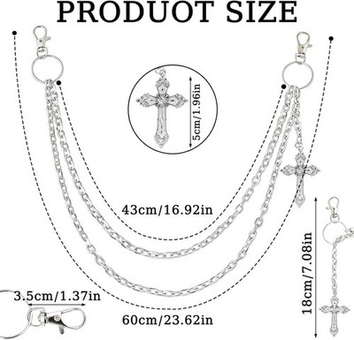 Wallet Chain Pants Chain for Women Men Double Cross Pocket Chains