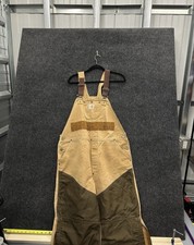 Vintage Carhartt Hunting Bib Overalls Mens 40x30 Tan Brown USA Made 100 Year Ann