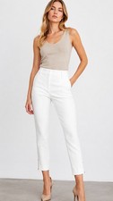 Alice + Olivia White Cropped Dress Pants Women’s Size 0 Ankle Zip 26 Inseam