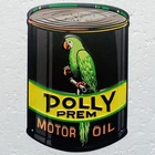Polly Sign Motor Oil Gasoline Embossed Metal Tin Vintage Style 11x16'' Can