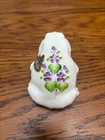 Fenton Milk Glass Frog Figurine. Hand Painted  ~Violets in the Snow~ Kim Blake