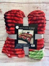 King Size Soft Fleece Blanket - Rose Stripe Print - New With Tag 