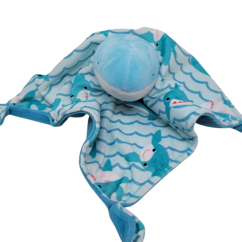 Mary Meyer Baby Shark All Over Print Lovey Security Blanket Nunu Blue Comfort - Image 3 of 4