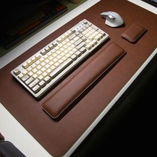 Large Leather Desk Mat   Waterproof Mouse Pad Non-Slip Keyboard  Wrist Support
