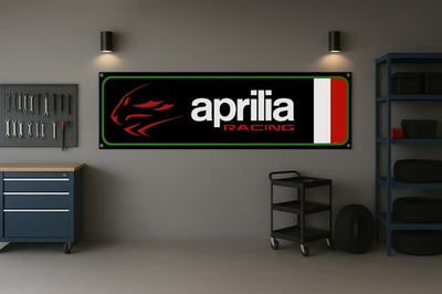 #ad Italian Superbike Aprilia Racing Flag 71x24quot; Motorcycle Workshop Banner Decor $24.99