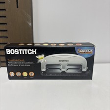 Bostitch Office EZ Squeeze Silver 3-Hole Punch - 20 Sheets, No Jam Technology
