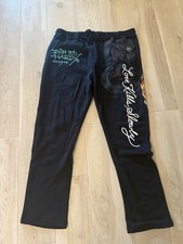 Ed Hardy Sweatpants Mens XXL Black Love Kills Slowly Tiger Fleece Graphic Pants