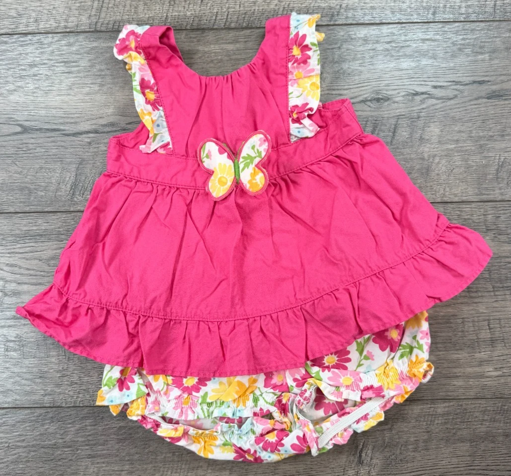 Baby Girl Clothes Gymboree 3-6 Month Spring Blossom Butterfly 2pc Outfit