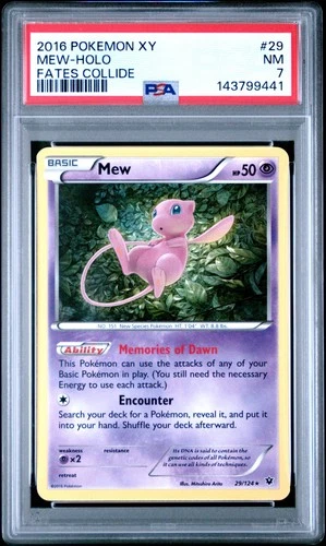 2016 POKEMON XY FATES COLLIDE #29 MEW-HOLO PSA 7