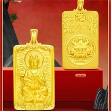 Pure 999 24k Yellow Gold Buddha Zodiac Women Men Pendant